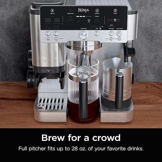 Ninja Luxe Café 28 oz. Shareable Pitcher, for Espresso and Coffee, Glass Carafe, Hot or Iced, Espresso Machine Accessories, XSKSHRBLEPTCHR