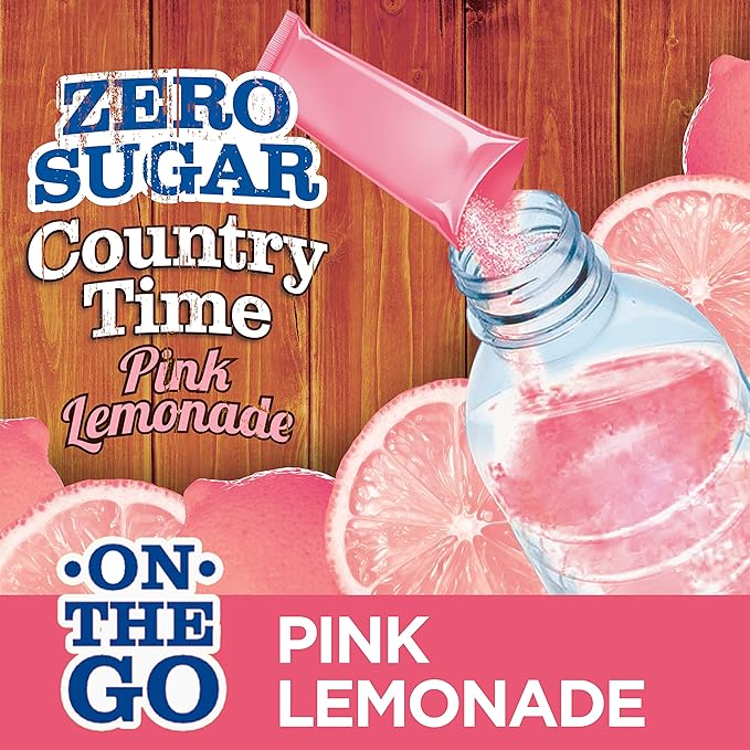 Country Time Sugar-Free Pink Lemonade Drink Mix (6 On-the-Go Packets)