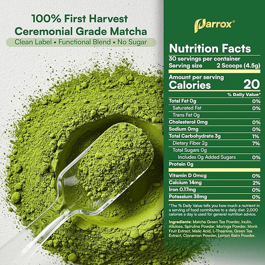 Ceremonial Grade Matcha Powder Infused with Moringa, Green Tea Extract, L-Theanine, Inulin, Spirulina, Ceylon Cinnamon, and Lemon Balm – 100% First Harvest Japanese Tea (3 Pack)