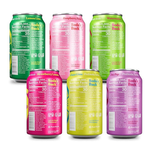 Poppi Sparkling Prebiotic Soda Beverage with Apple Cider Vinegar, Seltzer Water and Fruit Juice, Party Starters Variety Pack, 12 Fl Oz, Pack of 12, Packaging May Vary
