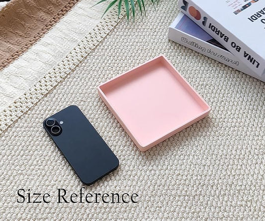 Small Square Serving Tray (5.9 inch), Durable Pink Tray for Desserts & Organization, Lightweight for Coffee, Drinks, Party, Seasoning, Perfume and Display.