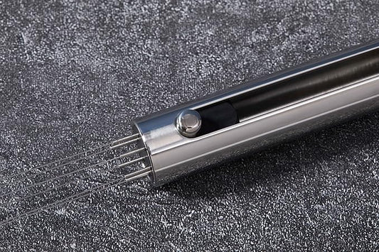 Retractable Espresso WDT Tool - Coffee Distribution Tool with 6x 0.5mm Needles Safety Retraction & Stainless Steel Design for Home Baristas