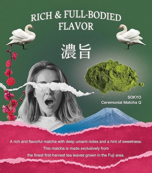 SOKYO ceremonial matcha powder series Rich and full-bodied flavor powdered green tea Japanese matcha (1.05oz / 30g, Fuji Ceremonial Q)