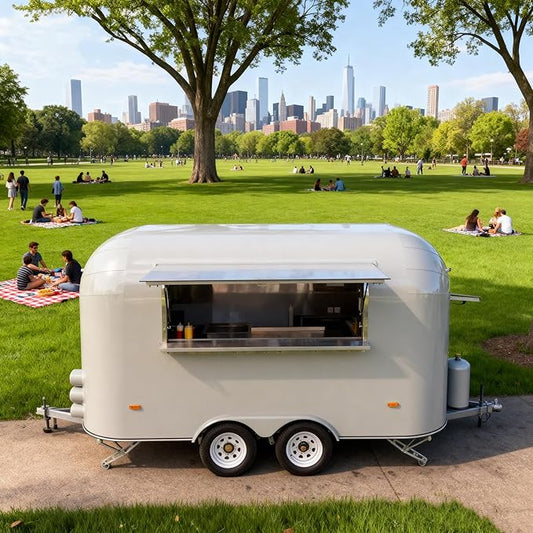 Food Truck Trailer & Hot Dog Cart - Commercial Mobile Kitchen for Coffee Business & Ice Cream Cart for Business Setup