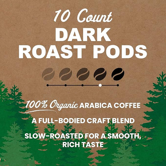 Vermont Coffee Company, Organic Dark Roast Coffee, K-Cup Single-Serve Compostable Coffee Pods, 10CT, Made in the USA