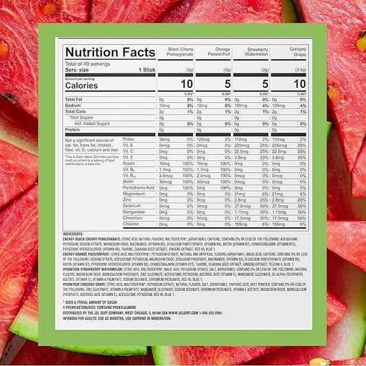 PURE KICK Energy and Hydrate Singles To Go Drink Mix Variety Pack, Black cherry Pomegranate, Orange Passion Fruit, Strawberry watermelon and Concord Grape, 40 Count (Pack - 1)