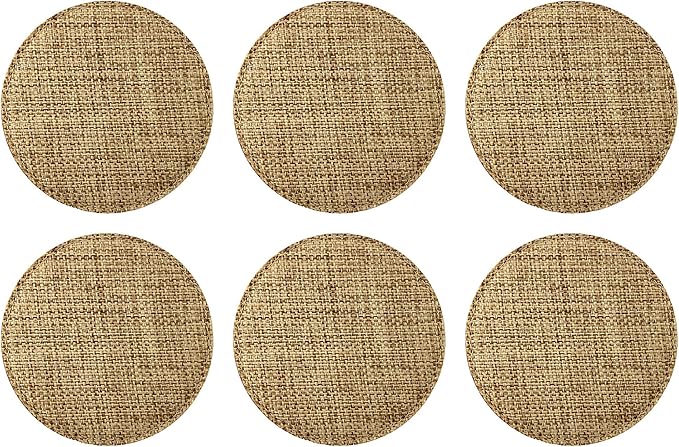 Smile Art Design Burlap Coaster Set of 6 with Base Blank Round Burlap Textile Material Personalized Gifts Natural Decor House Warming Farmhouse Living Room Kitchen Wedding Rustic Home Decor
