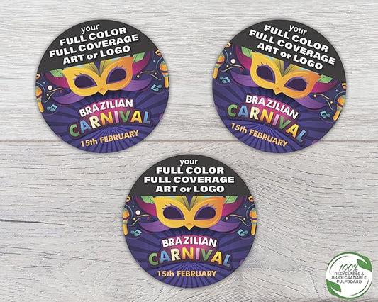 B.E. Green Custom Coasters - Pulpboard Personalized Coasters for Drinks - Full Color Print - Reusable & Absorbent - Beverage Coaster - Promo Events & Celebrations - Pack of 50-4" Round Full Coverage