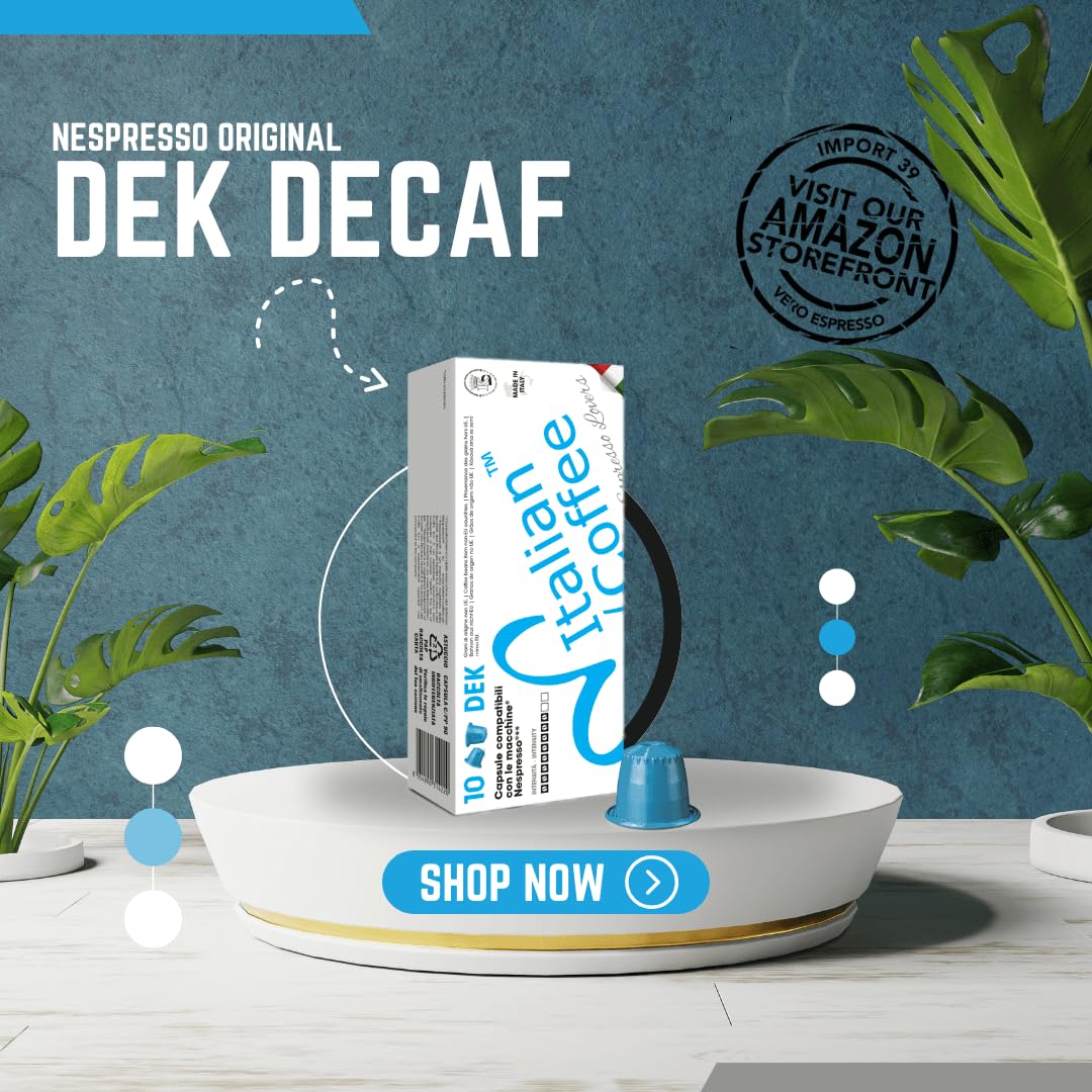 Italian Coffee DEK Decaf Espresso Capsules – Nespresso Original Compatible, 400 Count