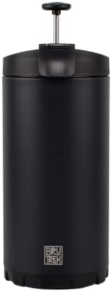 BruTrek Steel Toe 3.0 Travel Coffee Press - Brew 20 fl.oz On The Go - No Spill Lid, Double Wall Vacuum Insulated Stays Hot for Hours, French Press Coffee (Obsidian Black)