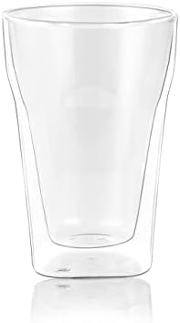 M&N HOME Double Wall Insulated Glass Tumbler Drink Glass, 13.5 Oz Highball Glass Cups for Beer, Lemonade, Iced Tea, Tropical Drink. Cocktail, Smoothie, Mojito - Set of Four