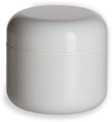 Nakpunar 12 Pcs, 2 Oz White Double Wall Plastic Jars with Dome Lid - Made in USA