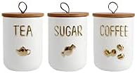 jessie 27oz Ceramics Coffee Canisters with Airtight Seal Bamboo Lid Silicone,Coffee Bean Storage for Kitchen Countertop,Food Storage Jars for Coffee Bean Ground Coffee (Three piece)