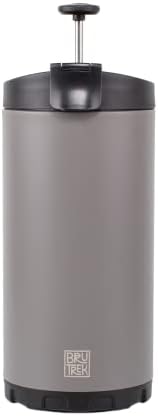 BruTrek Steel Toe 3.0 Travel Coffee Press - Brew 20 fl.oz On The Go - No Spill Lid, Double Wall Vacuum Insulated Stays Hot for Hours, French Press Coffee (Storm Gray)