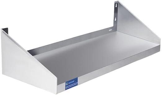 Premium Stainless Steel Wall Shelf with Side Guards | Commercial Metal Wall-Mounted Storage | NSF Certified Utility Shelf for Kitchen, Garage, or Laundry (30" Long x 12" Deep)