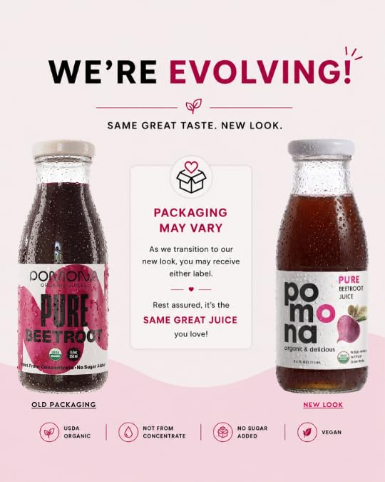 Pomona Organic Cold Pressed Beet Juice – No Sugar, Glass Bottles, 8.4 oz (12 Pack)
