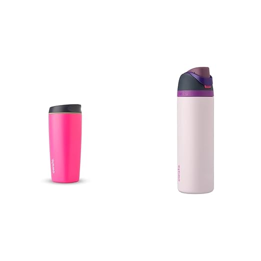 Owala 20oz Pink SmoothSip Tumbler & 24oz Dreamy Field FreeSip Water Bottle Bundle