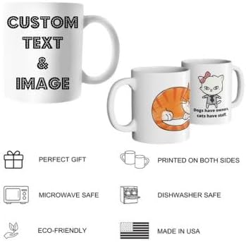 Custom Coffee Mug with Photo, Text, or Logo | Personalized Ceramic Mug 11oz | Customizable Gift for Men, Women | Unique Gift for Birthdays, Holidays, Christmas | White - Blue
