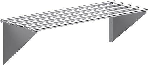 Premium Stainless Steel Tubular Wall Shelf – 60" L x 18" D | NSF Certified | Heavy-Duty Equipment & Appliance Shelf for Restaurant, Kitchen, Garage, Utility Room