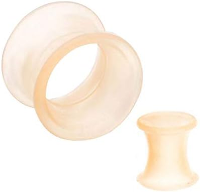 Pierced Owl - Pale Peach Flesh Tone Thick Wall Double Flared Silicone Ear Tunnel Plugs Gauges, Sold As Pair