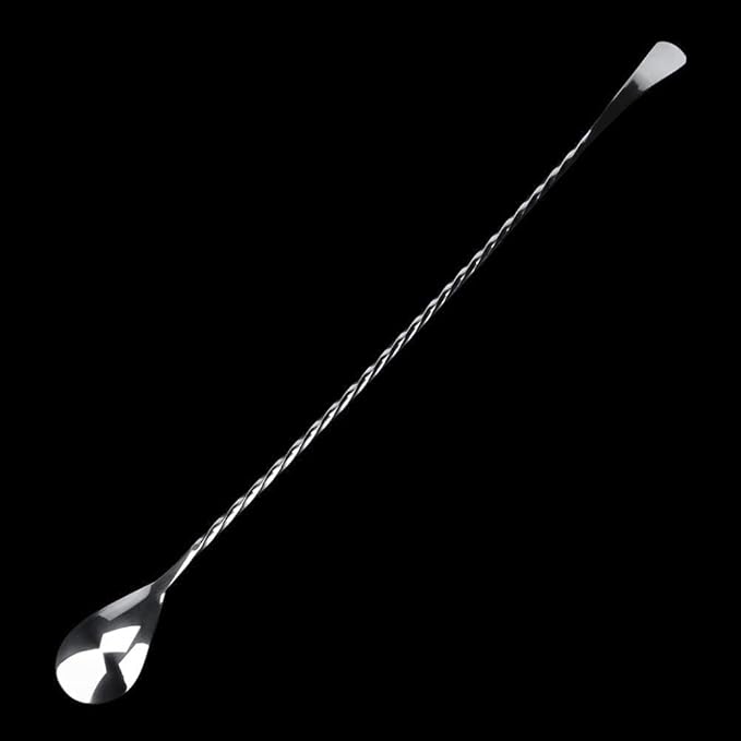 Bar Spoon, 15” Long Cocktail Mixing Stirrer Stainless Steel Spoon, Metal Silver Spiral Pattern Home or Bar Cocktail Stirring for Ice Cream Milkshakes Juice Coffee Tea Drink