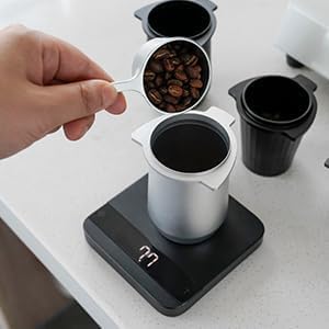 watchget 54mm Dosing Cup Espresso Coffee Dosing Cup Fits 54mm Breville Portafilters Aluminum Espresso Coffee Accessory Matte Silver