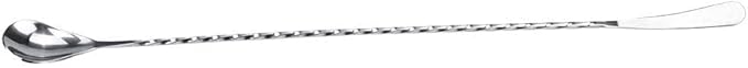 Bar Spoon, 15” Long Cocktail Mixing Stirrer Stainless Steel Spoon, Metal Silver Spiral Pattern Home or Bar Cocktail Stirring for Ice Cream Milkshakes Juice Coffee Tea Drink