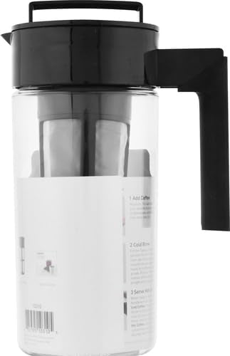 Takeya Tritan Cold Brew Coffee Maker - Airtight Pitcher with Leak-Free Lid - BPA-Free Cold Brew Maker with Silicone Handle - Dishwasher-Safe Pitcher for Homemade-Cold-Brew - 1 Quart,Black,(Pack of 4)