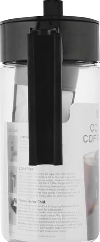 Takeya Tritan Cold Brew Coffee Maker - Airtight Pitcher with Leak-Free Lid - BPA-Free Cold Brew Maker with Silicone Handle - Dishwasher-Safe Pitcher for Homemade-Cold-Brew - 1 Quart,Black,(Pack of 4)
