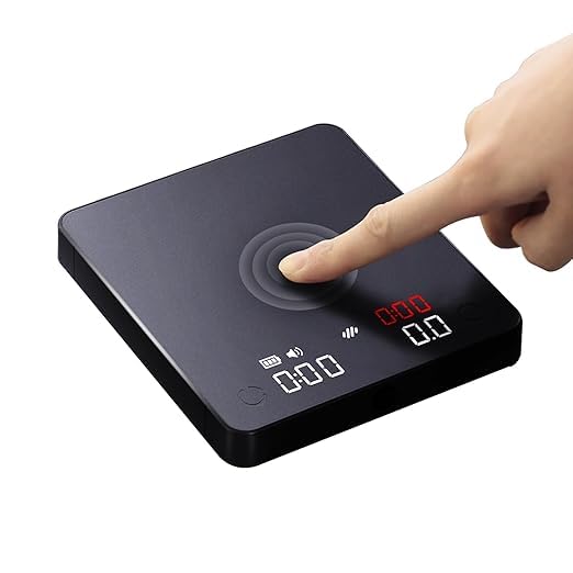 CUFEJORO Portable Coffee Scale,Electronic Digital Espresso Scale with Timer,2kg/0.1g High Precision,USB Type-C Charging,Rechargeable 1800mAh Battery Black