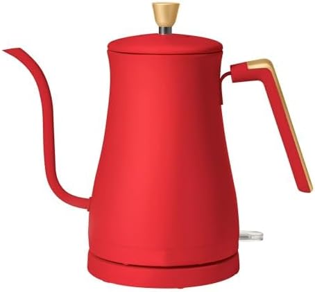 1-Liter Electric Gooseneck Kettle, 1200W Fast Heating Pour Over Coffee and Tea Kettle with Precise Spout, Tomato Red