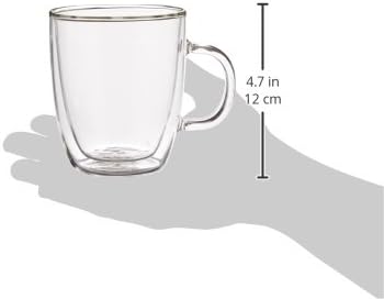Bodum 10oz Bistro Double Wall Insulated Mug, High-Heat Borosilicate Glass, Set of 2, Clear