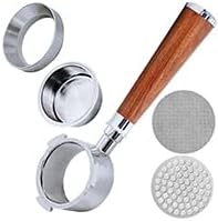 54mm Bottomless Portafilter with 3 Ears – Includes Magnetic Dosing Funnel, Etched & Sintered Filter Screens, Double Shot Basket, Stainless Steel Holder with Redwood Handle, Fits DeLonghi51mm Machines