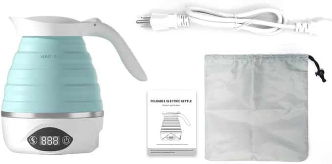 Collapsible Travel Kettle Electric Portable Foldable Kettle for Boiling Water, Suitable for 110V & 220V Dual Voltage, for Tea & Coffee, 850W Small Mini BPA-free Silicone White electric kettle