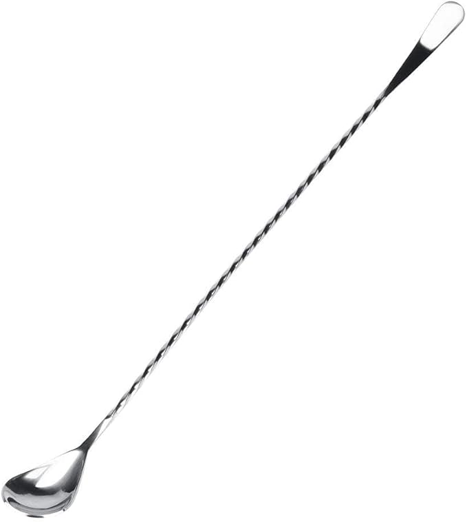 Bar Spoon, 15” Long Cocktail Mixing Stirrer Stainless Steel Spoon, Metal Silver Spiral Pattern Home or Bar Cocktail Stirring for Ice Cream Milkshakes Juice Coffee Tea Drink