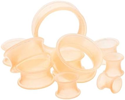 Pierced Owl - Pale Peach Flesh Tone Thick Wall Double Flared Silicone Ear Tunnel Plugs Gauges, Sold As Pair
