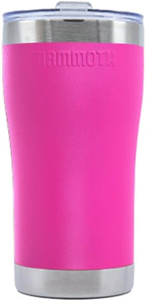 Mammoth Rover 20oz Stainless Steel Tumbler, Double Wall Vacuum Insulated Tumbler with Lid, Great for On the Go, in Pink