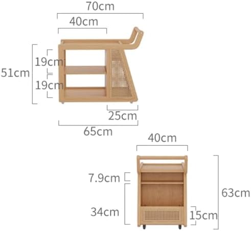 Sofa Side Table,Coffee Station Table on Wheels,Movable Coffee Bar Stand Cart with Storage 3 Tier Wood Coffee Table,for Home Kitchen, Entryway, Living Room,Dining Room