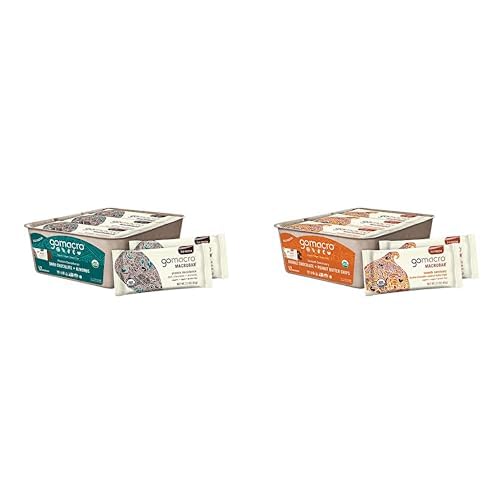 GoMacro MacroBar Organic Vegan Protein Bars - Dark Chocolate + Almonds & Double Chocolate + Peanut Butter Chips (2.3 Ounce Bars, 12 Count) (Pack of 2)