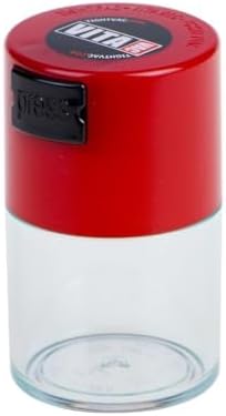 Vitavac - 5g to 20 grams Airtight Multi-Use Vacuum Seal Portable Storage Container for Dry Goods, Food, and Herbs - Red Clear