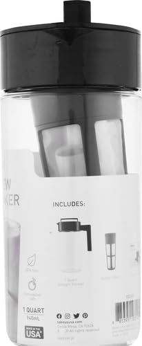 Takeya Tritan Cold Brew Coffee Maker - Airtight Pitcher with Leak-Free Lid - BPA-Free Cold Brew Maker with Silicone Handle - Dishwasher-Safe Pitcher for Homemade-Cold-Brew - 1 Quart,Black,(Pack of 4)