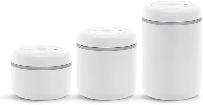 Fellow Atmos Vacuum Canister for Coffee & Food Storage - Airtight Sealed Container, Matte White, Large Coffee Bean Storage, 1.2 Litre Jar