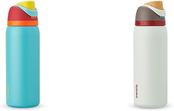 Owala FreeSip 32 Oz Insulated Stainless Steel Water Bottles with Straw, Summer Sweetness & Boneyard Prints