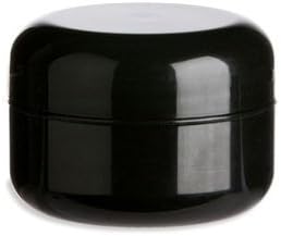 Nakpunar 12 Pcs, 1/2 Oz Black Double Wall Plastic Jars with Dome Lid - Made in the USA