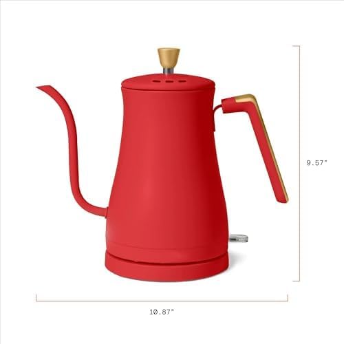1-Liter Electric Gooseneck Kettle, 1200W Fast Heating Pour Over Coffee and Tea Kettle with Precise Spout, Tomato Red