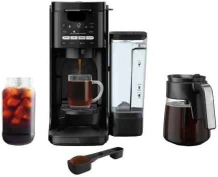 Ninja DualBrew Grounds & Pods Hot & Iced Coffee Maker with Rapid Cold Brew (model CFP 150), 4 Brew Style Choices, Foldable Single Serve Platform, Keep Warm Function, color Black