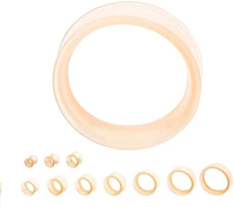 Pierced Owl - Pale Peach Flesh Tone Thick Wall Double Flared Silicone Ear Tunnel Plugs Gauges, Sold As Pair