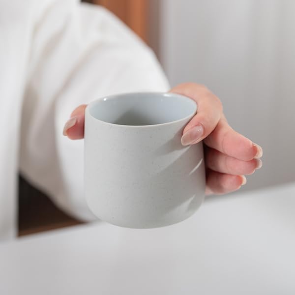 TEANAGOO Japanese Tea Cups, Chinese Tea Cup, 7.2Oz / 205 Ml, Ceramic Tea Cups for Adults, Ceramic Cups no Handles, Japanese Cups, Matcha Cup, Lt.Grey, 4 Pcs/Box, H5