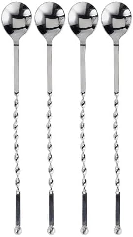 Rattleware Stainless Steel Spoon Twist 11-1/2-Inch – Coffee Scoop with Graduated Measure, Long Handled Espresso Spoon, Barista Tool, Coffee Bar Accessories for Effortless Cocktail Mixing (Set of 4)