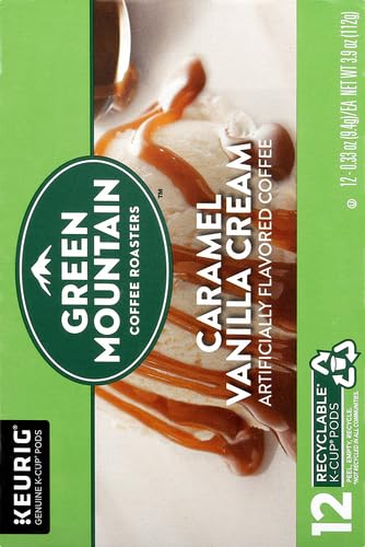 Green Mountain Coffee Roasters Caramel Vanilla Cream Keurig Single-Serve K-Cup pods, Light Roast Coffee, 12 Count